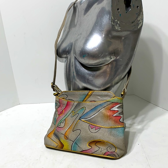 Hand painted crossbody gray abstract - Picture 1 of 17
